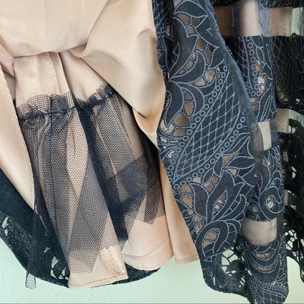 AIDEN MATTOX Black Sheer‎ Lace Dress Mini Party Formal  8 Event Fit Flare Cruise